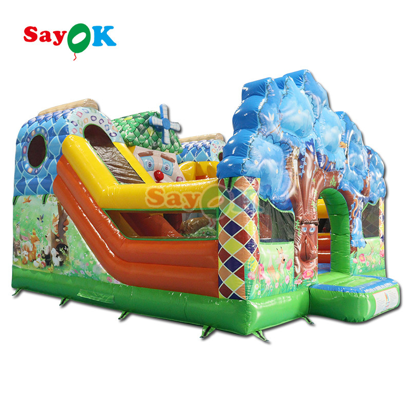 Juego de castillo de salpicadores inflable para niños fiesta de casa inflable salto salto y deslizamiento combo con selección molino de viento