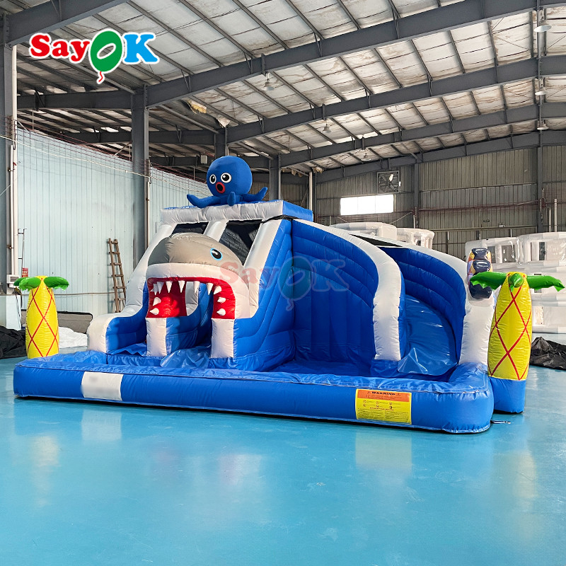 Gran tobogán inflables combinado de tiburón tobogán inflables de agua de piscina tobogán inflables comerciales de agua para venta al por mayor