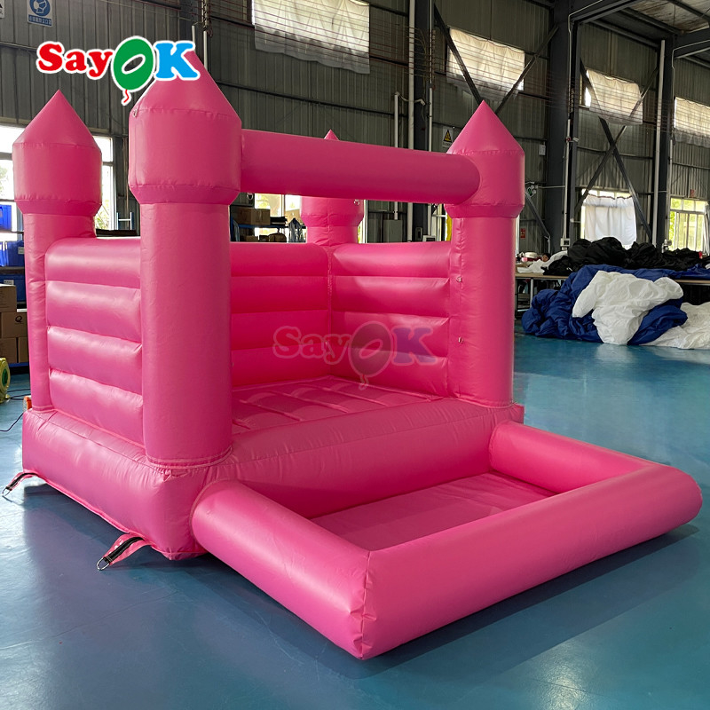 Sayok Casa inflable hinchable de boda de PVC pequeño personalizado, casa de rebote inflable rosa para fiesta al aire libre