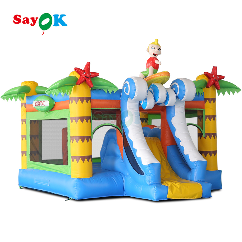 Con temática de surf, castillo inflable para saltadores, castillo comercial inflable para niños.