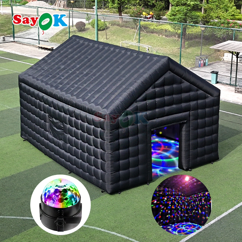 Sayok Carpa de discoteca inflable portátil de 26 pies para fiestas al aire libre, discoteca inflable negra con luces