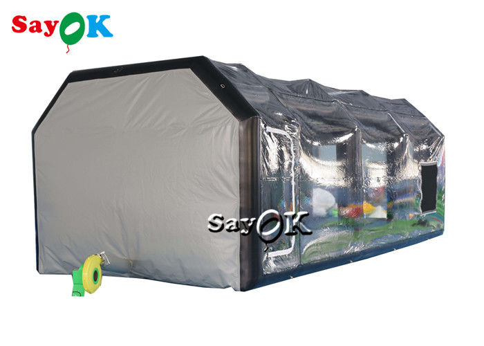 Tienda inflada clara 8x4x3mH Negro Tienda de aire inflada portátil Estante de aerosoles para automóviles