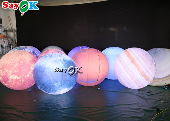 Material de iluminación inflable colgante enorme del PVC de los planetas de la decoración ocho del LED