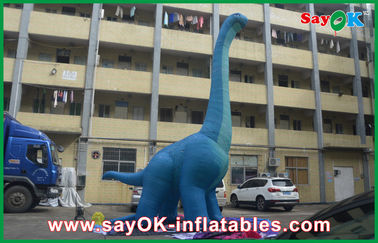 Dinosaurio inflables de Navidad 10m Azul Dinosaurio inflables grandes PVC impermeable Explotar Personajes de dibujos animados Dragón