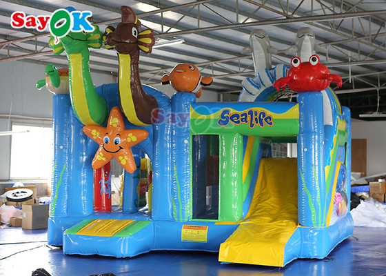 tobogán acuático inflable del aire de la gorila 1000D que salta la casa animosa de la despedida del tema del océano del castillo combinada con la piscina