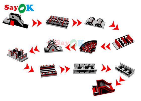 carrera de obstáculos inflable de la lona del 150x3.8m que compite con el juego para los acontecimientos