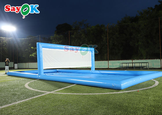 Parque acuático juegos piscina grande campo de voleibol inflable cancha de tenis de agua inflable para juegos deportivos