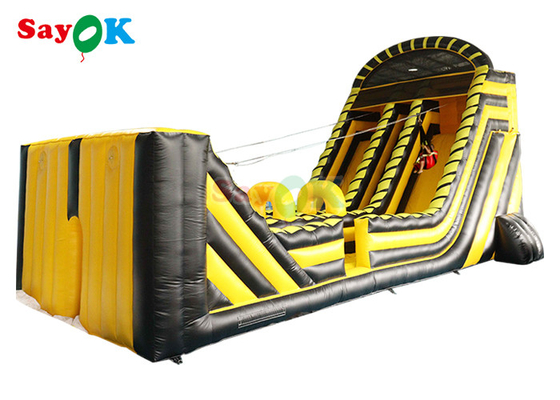 Deslizamiento seco inflable Juegos comerciales de cuerda de oleaje Deslizamiento inflable de línea de cremallera Combos Impresión de logotipos