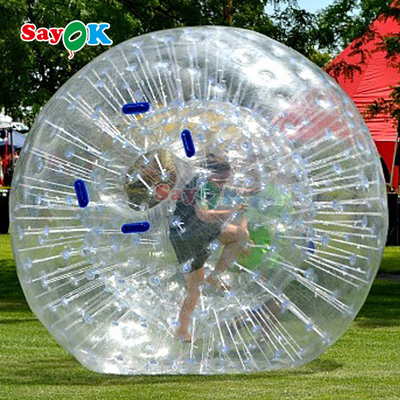 Bola de rodillo flotante inflable Aqua Zorbing Bola de burbuja de agua cilíndrica de PVC transparente para juego de agua