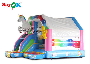 casa de salto de la despedida inflable del unicornio del rosa 4.9x3.9x3.3 para el niño