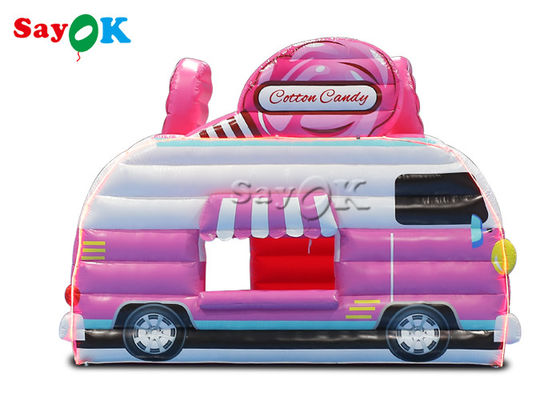 Tienda de césped inflable 4.5x3x3.8m Forma de automóvil rosa Tienda de aire inflable Dulces Comida con hilo para exteriores