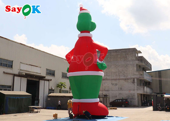 Conejos inflables Verde y Rojo 32.8ft Alto Grinch inflables con decoración de jardín de sombreros
