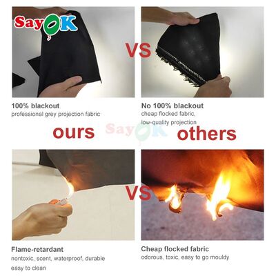 Sayok Domo Planetario Portátil Negro de 5M, Proyección de Películas 360 Inflable, Carpa de Astronomía con Soplador de Aire para Escuelas