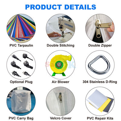 Sayok Pabellón de lona de PVC blanca de 10x20 metros, carpa cúbica inflable para eventos de 200 personas