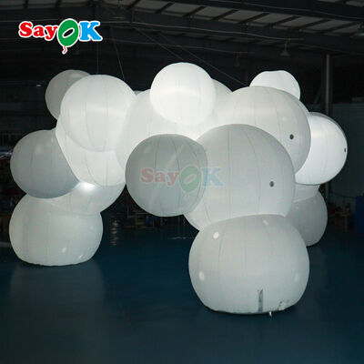 Gran tienda de aire inflable en forma de nube de 12 m x 7 m con iluminación LED y logotipo personalizable para eventos al aire libre