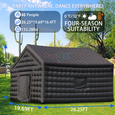 8m x 6m x 5mH Carpa Disco Inflable Negra Tienda de Noche Portátil Impermeable Resistente a UV para Eventos al Aire Libre