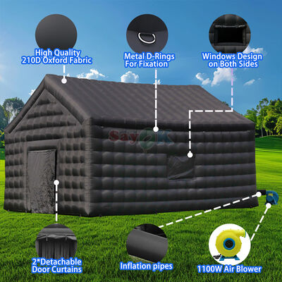 8m x 6m x 5mH Carpa Disco Inflable Negra Tienda de Noche Portátil Impermeable Resistente a UV para Eventos al Aire Libre