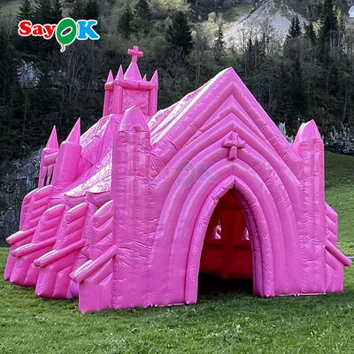Carpa inflable personalizada ignífuga y resistente a los rayos UV de color rosa para eventos de bodas al aire libre