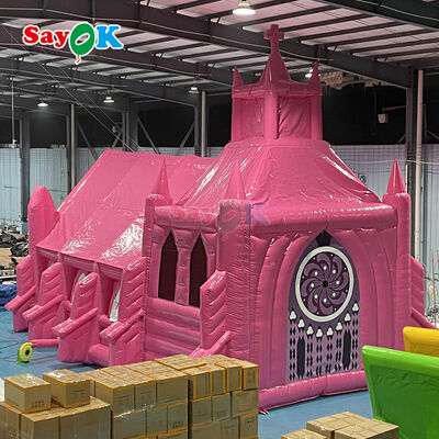 Carpa inflable personalizada ignífuga y resistente a los rayos UV de color rosa para eventos de bodas al aire libre