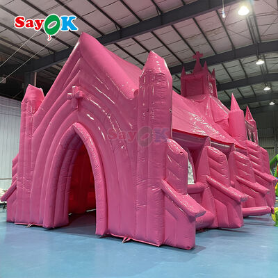 Carpa inflable personalizada ignífuga y resistente a los rayos UV de color rosa para eventos de bodas al aire libre