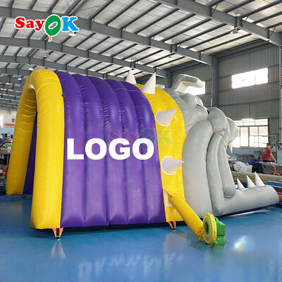 Tienda inflable personalizada con túnel de bulldog y logotipo, ignífuga y resistente a los rayos UV para deportes de fútbol al aire libre