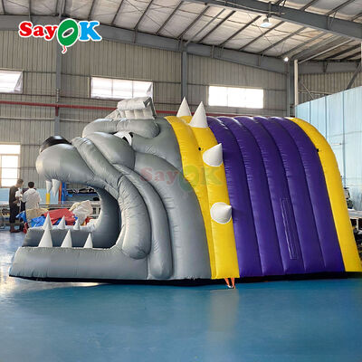 Tienda inflable personalizada con túnel de bulldog y logotipo, ignífuga y resistente a los rayos UV para deportes de fútbol al aire libre