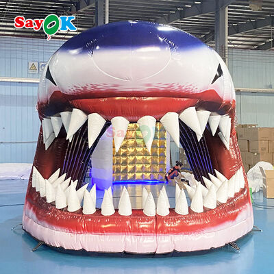 Tienda comercial de túnel de cabeza de tiburón inflable de PVC de 0,4 mm - retardante de llama y tamaño personalizable para deportes de fútbol al aire libre