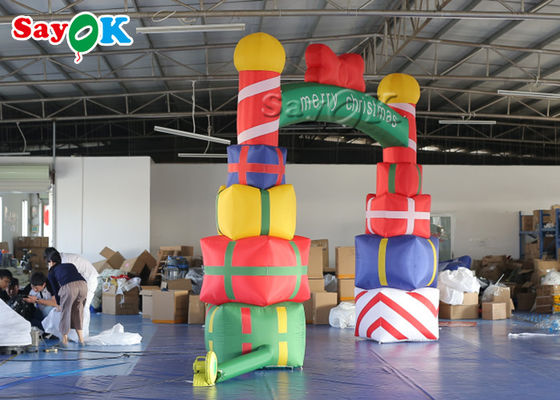 arco inflable de la Navidad de la caja de regalo de las decoraciones del día de fiesta de los 5x4m