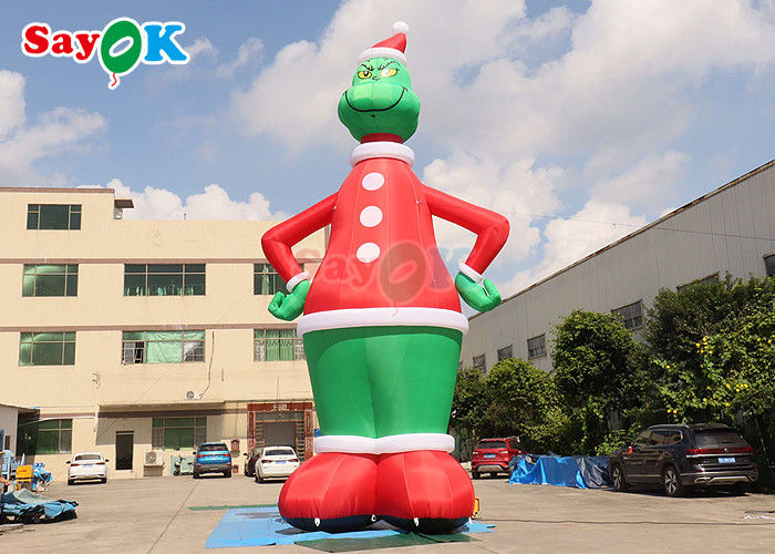 Conejos inflables Verde y Rojo 32.8ft Alto Grinch inflables con decoración de jardín de sombreros