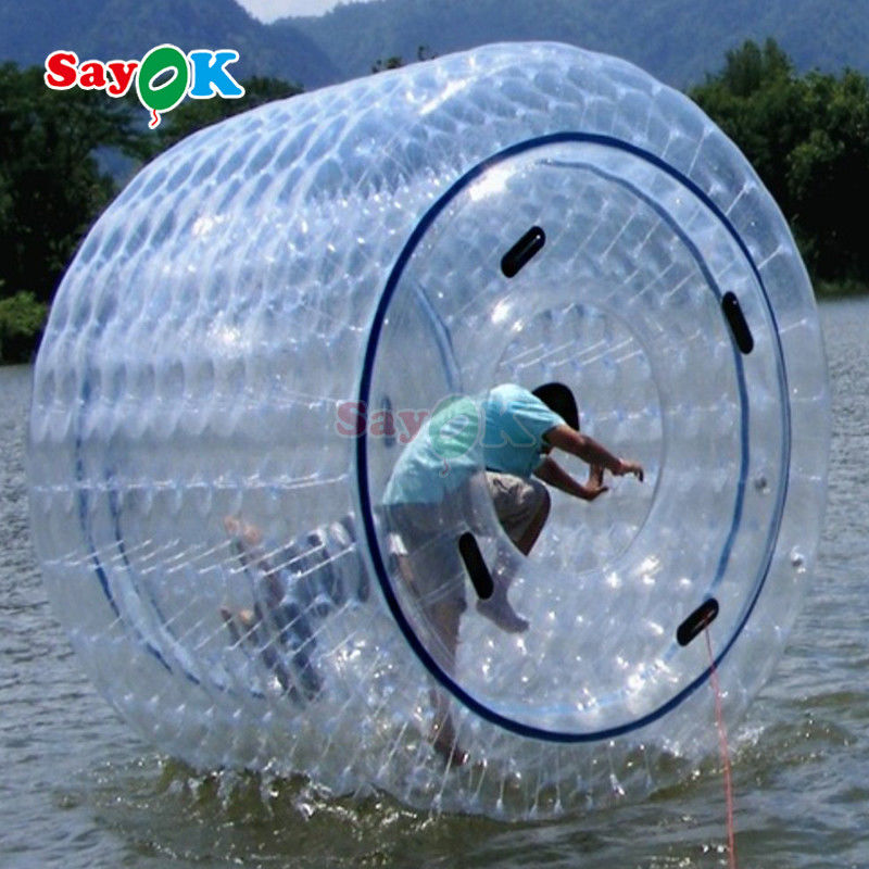Sayok Roller flotante inflable Aqua Zorbing Ball Transparente PVC cilindro Bola de burbujas de agua humana para juego de agua