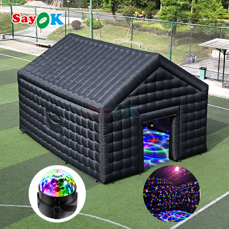 8m x 6m x 5mH Carpa Disco Inflable Negra Tienda de Noche Portátil Impermeable Resistente a UV para Eventos al Aire Libre