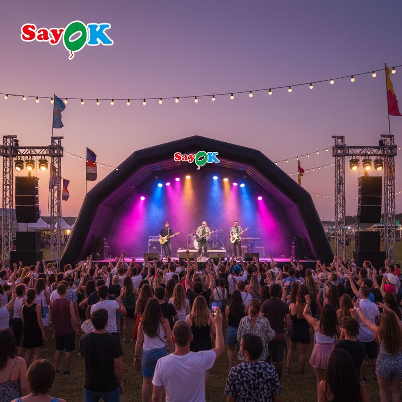 Carpa de refugio inflable de PVC personalizada para eventos de actuación al aire libre y conciertos