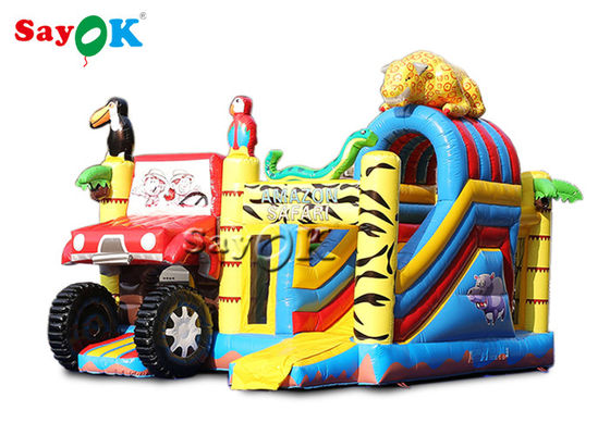 Casa inflable combinada de la despedida de los niños los 5.5x5x4.4m de los animales con la diapositiva